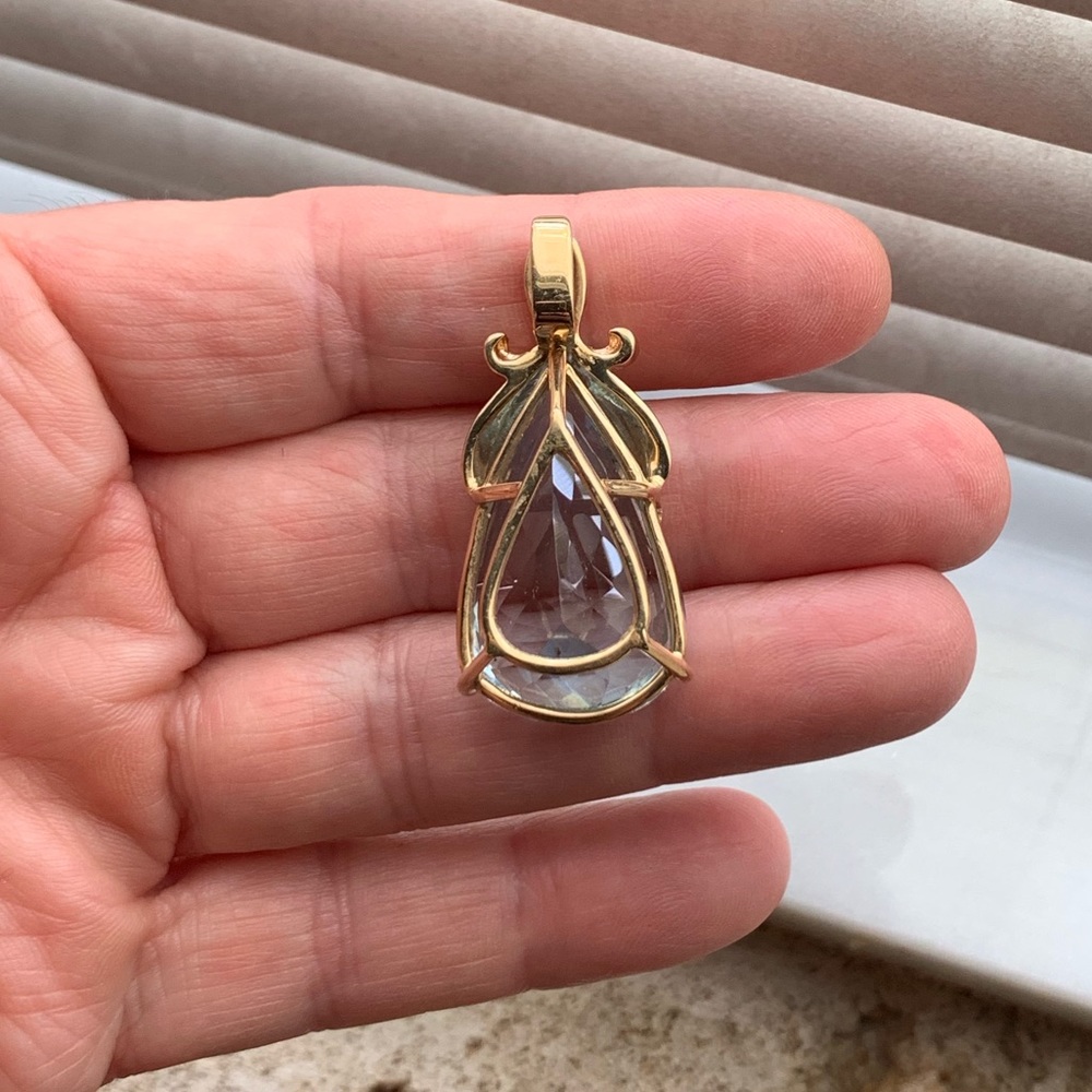 🎊HP🎊NWT 14KY Custom Genuine Blue Topaz Pendant - Picture 5 of 14